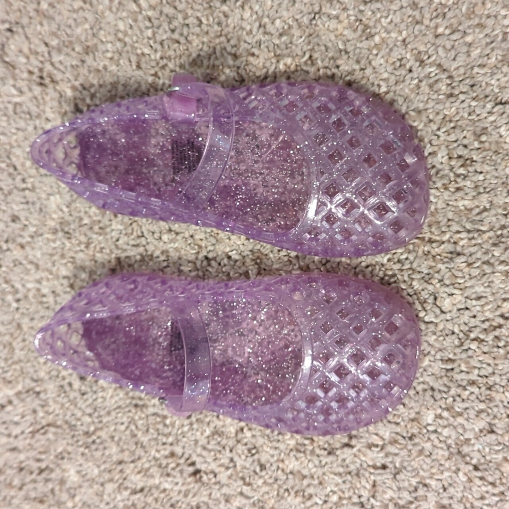 Purple glitter girls jelly sandals NEW size 8